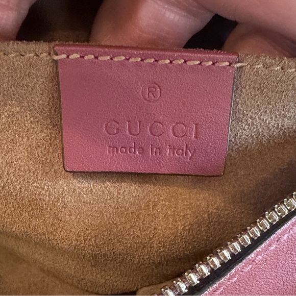 Gucci Pink Floral GG Supreme Leather & Canvas Crossbody Bag - Picture 9 of 13